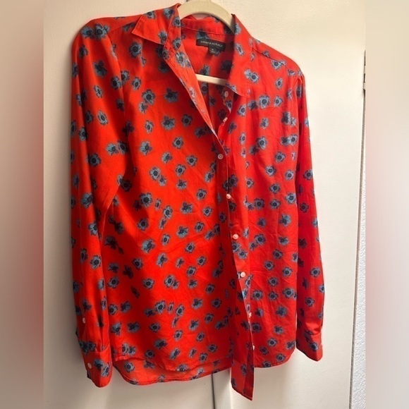 BANANA Republic orange floral top small EUC - Picture 3 of 4